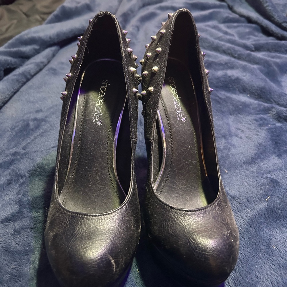 Shoe Dazzle Black Spiked Heels
